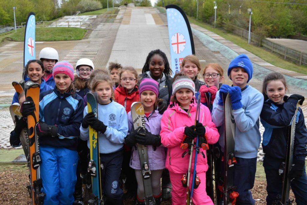 School Children enjoying skiing for National Schools Snowsport Week